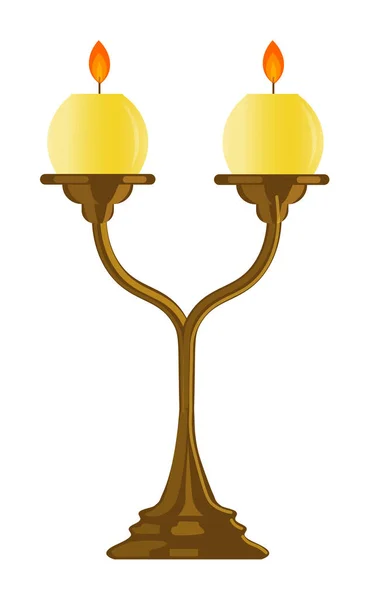 Candlestick with two candle isolated on white — Stock Vector