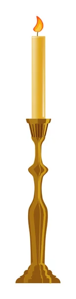Candelabro con vela encendida aislada en blanco — Vector de stock
