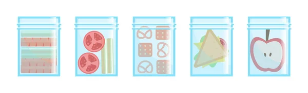 Envase de plástico para alimentos con kit de snack aislado en blanco — Archivo Imágenes Vectoriales