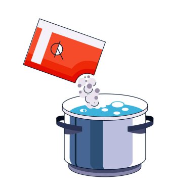 Beyaz arkaplanda pirinç pişirme süreci izole