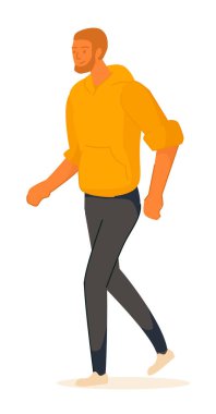 Moda kıyafetli bir adam beyazlar içinde yürüyor.