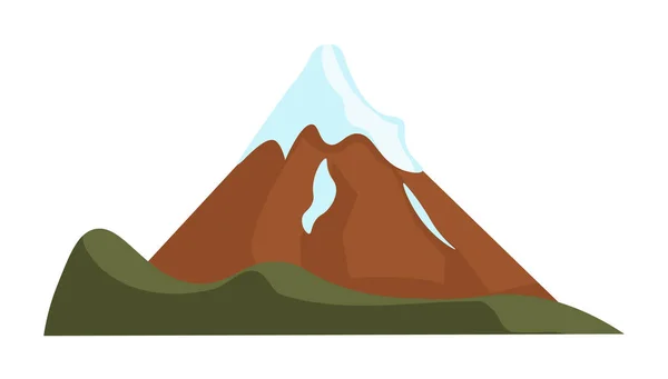 Montagne enneigée avec prairie verte au pied sur blanc — Image vectorielle