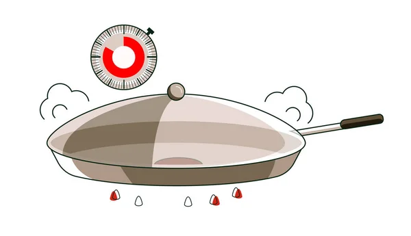 Ρύθμιση θερμοκρασίας για τηγάνισμα σε τηγάνι που απομονώνεται σε λευκό — Διανυσματικό Αρχείο