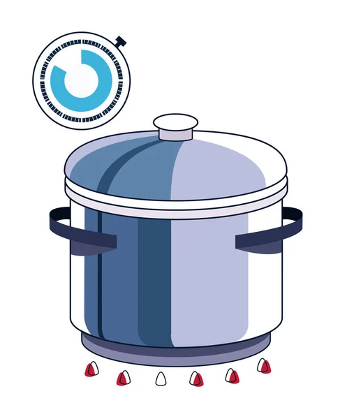 Temperatuurregeling tijdens het koken in steelpan — Stockvector