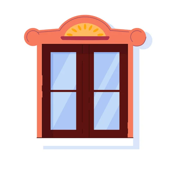 Cadre de fenêtre en bois classique design extérieur de la maison — Image vectorielle