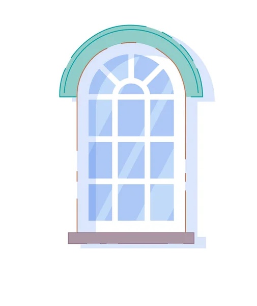 白地に隔離されたアーチ型の閉じたプラスチック窓 — ストックベクタ
