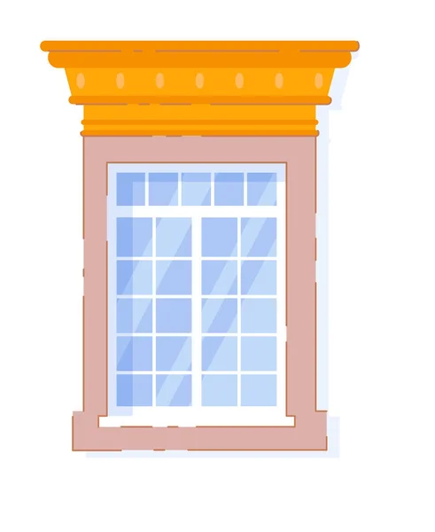 Fönster med filigran arkitektonisk konstruktion på vit — Stock vektor