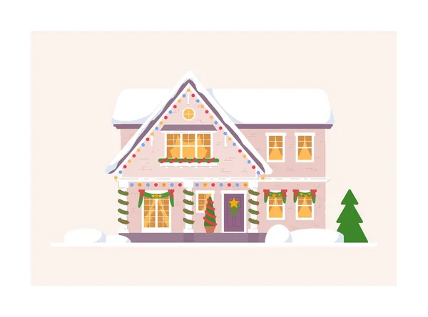 하얀 배경에 고립 된 크리스마스 하우스 — 스톡 벡터