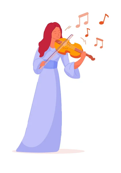 Belle femme violoniste isolé sur fond blanc — Image vectorielle