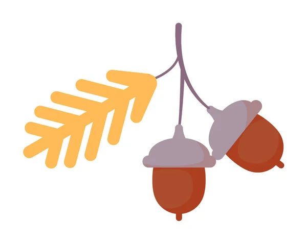 Дубова гілка з листям і жолуді ізольовані на білому — стоковий вектор