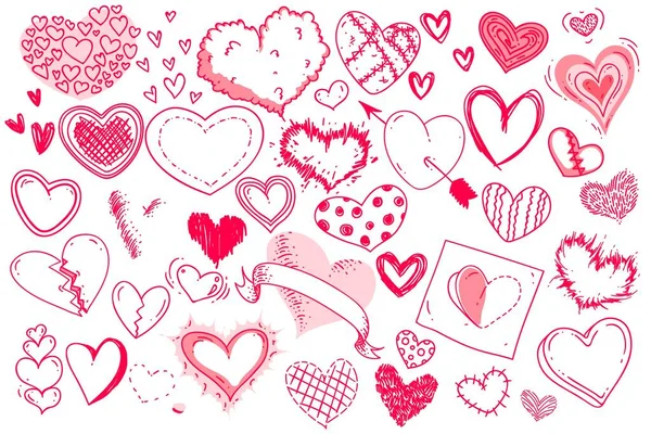 Coeur doodle rouge isolé sur fond blanc — Image vectorielle
