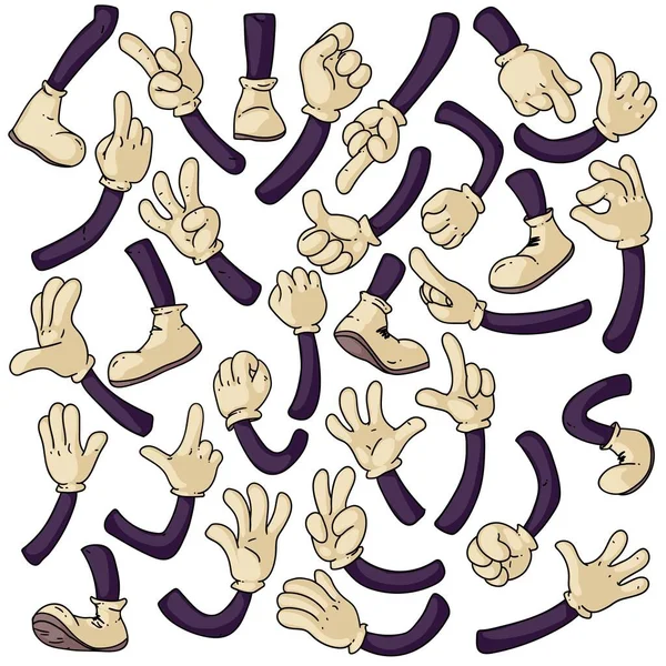 Dessin animé mains et jambes ensemble — Image vectorielle