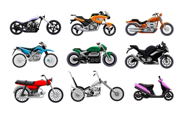 Motorbike icon set. Isolated motorcycle, scooter — Διανυσματικό Αρχείο