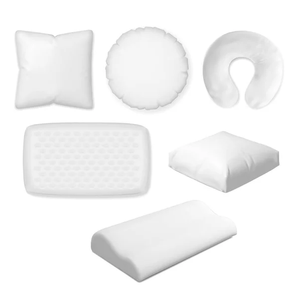 Quarto travesseiro conjunto isolado no fundo branco — Vetor de Stock