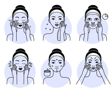 Yüz kozmetik seti. Yalnız bir kadın.