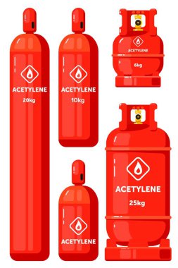 Asetilen gaz kabı beyaz üzerine izole edildi
