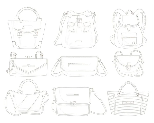 Набор женских сумок. Изолированная сумка — стоковый вектор