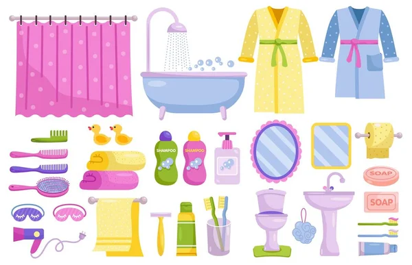 Bathroom accessories set. Isolated home bathroom — Stock Vector