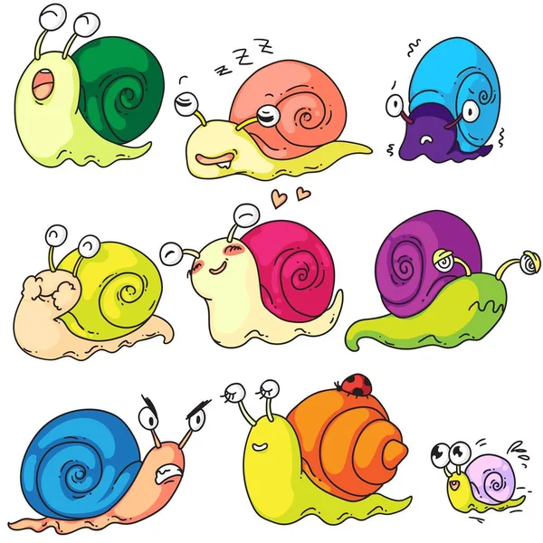 卡通蜗牛在白色背景下被隔离 — 图库矢量图片