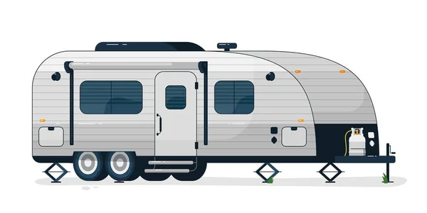 Camping trailer. Isolated camper vehicle — Stock Vector