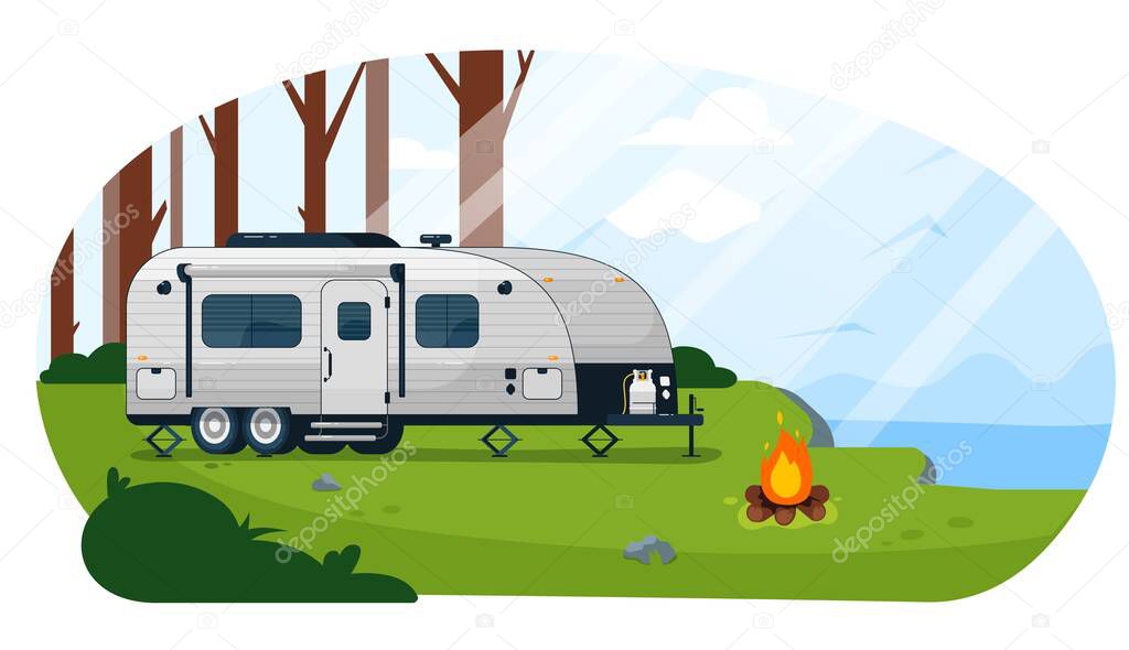 Camper trailer. Caravan camper trailer
