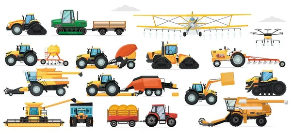 Set di macchine agricole. Veicolo per azienda agricola — Vettoriale Stock