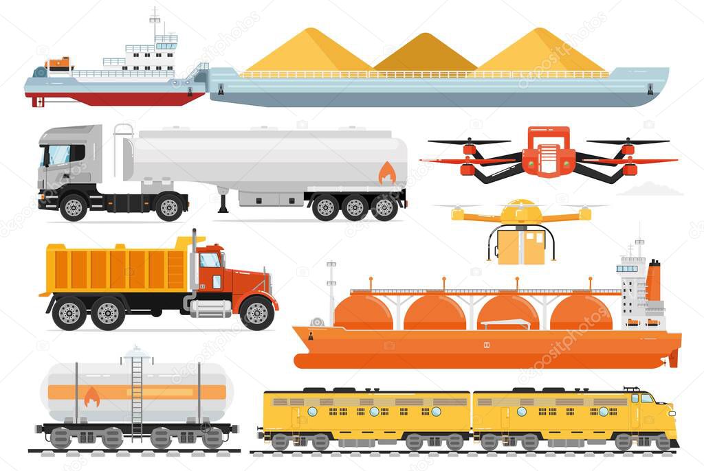 Cargo transport set. Industrial transportation