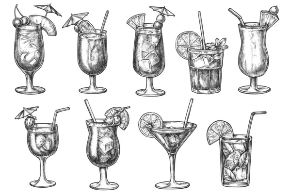 Эскиз меню коктейль бар изолирован на белом фоне — стоковый вектор