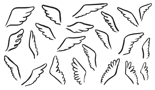 Delinear anjo ou pássaro conjunto de ícones de asa de pena — Fotografia de Stock