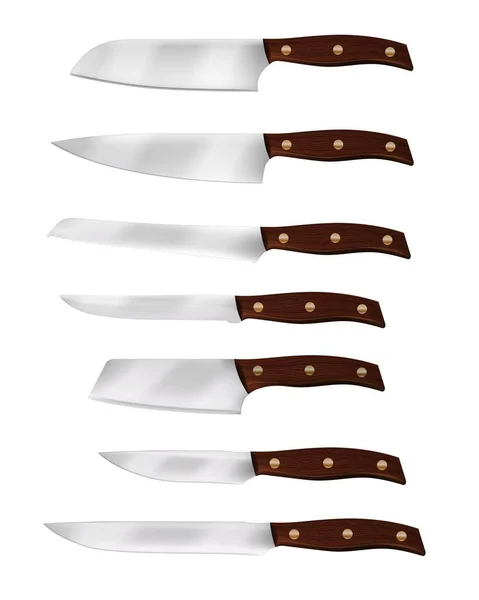 Realistic chef knife and kitchen knives — Stock Photo, Image