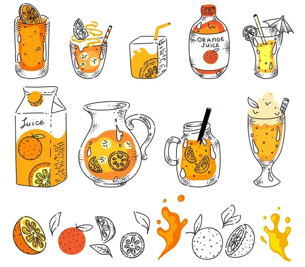 Portakal suyu, limonata, beyaz üzerine izole edilmiş kokteyl. — Stok fotoğraf