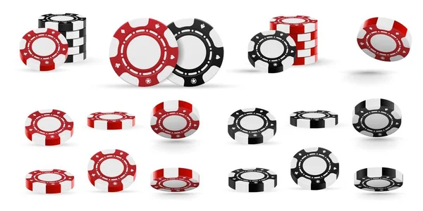 Реалистичный набор фишек для игры в покер казино — стоковый вектор