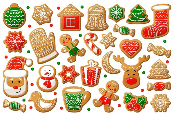 Lebkuchen in Symbolform für Weihnachten und Neujahr — Stockvektor