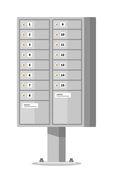 Apartment mailbox on pillar isolated on white — Stock Vector