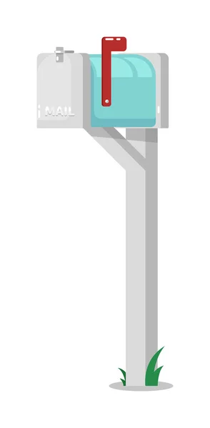 Venkovní poštovní schránka na pilíři izolované na bílém — Stockový vektor