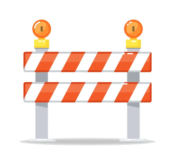 白い上に警告灯付きのストリップ道路の障壁 — ストックベクタ