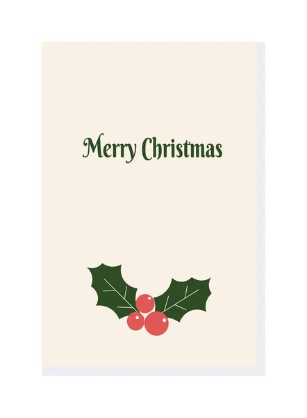 Frohe Weihnachten Karte mit Heiligen Beeren minimalistisch gestaltet — Stockvektor