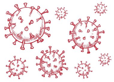 Art corona virüs taslak simgesi beyaza izole edildi