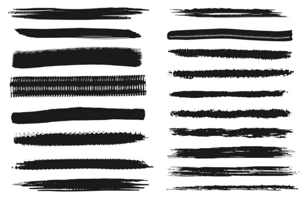 Línea de cepillo de arte y carrera, conjunto de frotis de carbón —  Fotos de Stock