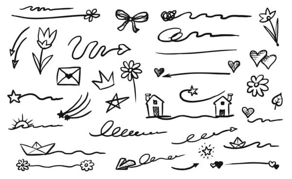 Elemento de ênfase desenhado à mão doodle set em branco — Fotografia de Stock