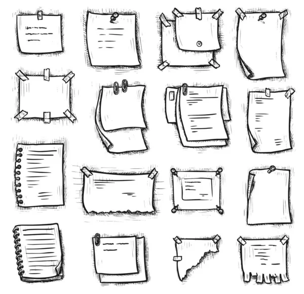 Accroché, attaché, épinglé bloc-notes en papier ensemble de page — Photo