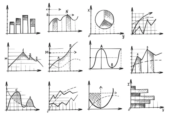 Karalama iş grafik ve grafik çizim simgesi seti — Stok fotoğraf