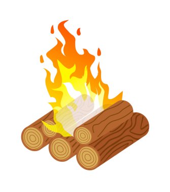 Beyaz arka planda tehlikeli odun yangını izole edildi