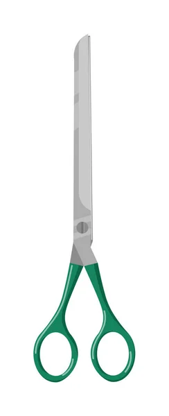 Ciseaux avec longue lame métallique isolée sur blanc — Image vectorielle