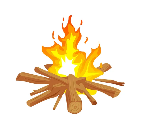 Fuego del campamento vectorial aislado sobre fondo blanco — Vector de stock