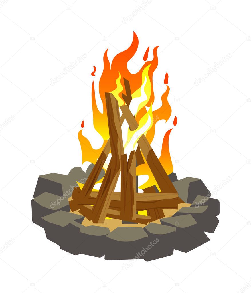 Campfire bright design isolated on white background