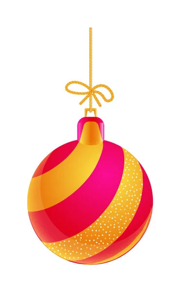 Golden pink christmas ball isolated on white background — Stock Vector