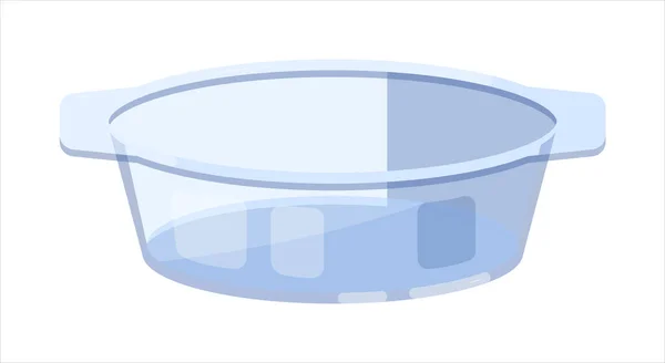 Tigela de vidro transparente isolada sobre fundo branco — Vetor de Stock