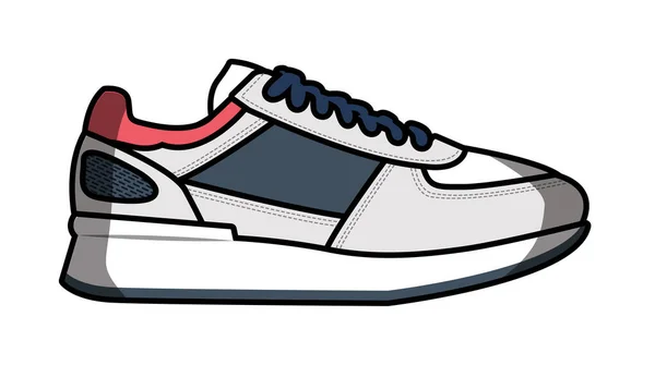 Zapato entrenador con cordón de zapato sobre fondo blanco — Vector de stock