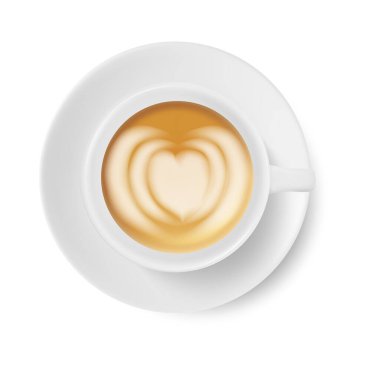 Beyaz arka planda izole edilmiş kahve latte sanatı